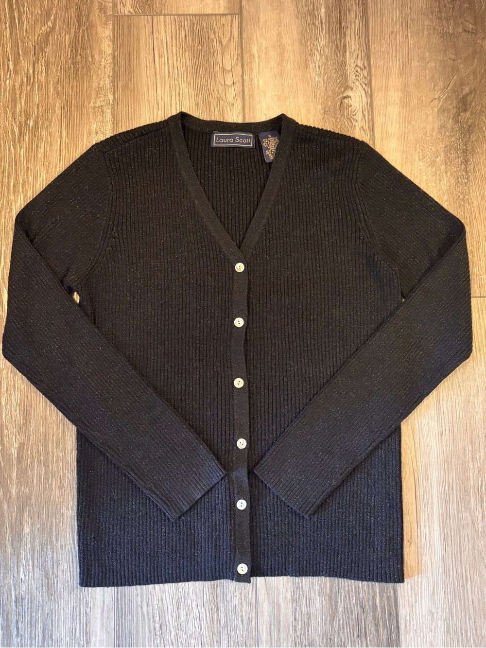 🖤Laura Scott🖤 Black Shiny Cardigan Sweater